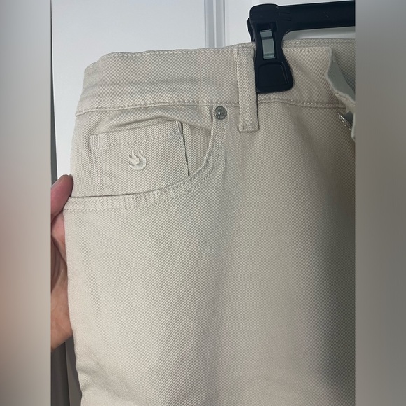 Gloria Vanderbilt Cotton Spandex Amanda Khaki Light Tan Logo Pockets Pants Sz 18 - Picture 10 of 12